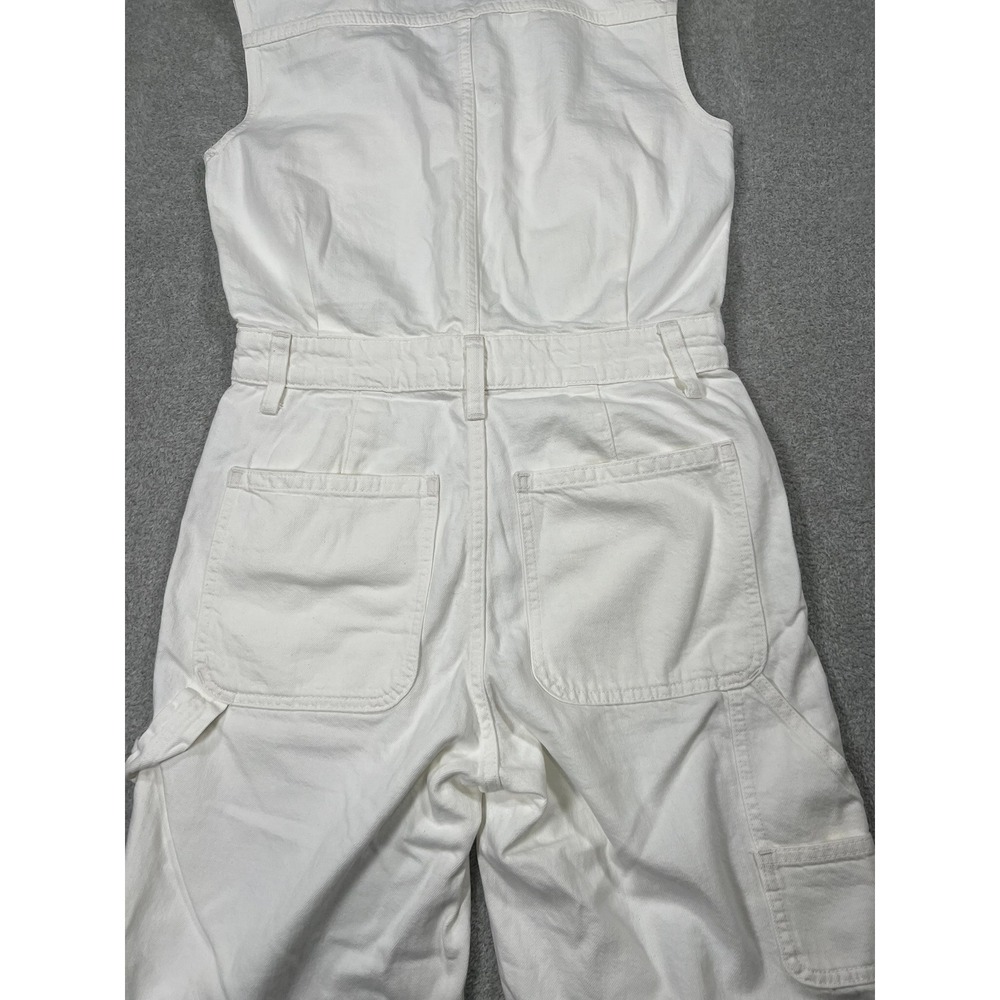 Madewell White Sleeveless Carpenter Jumpsuit Cotton Utility Boilersuit XS - Picture 8 of 10